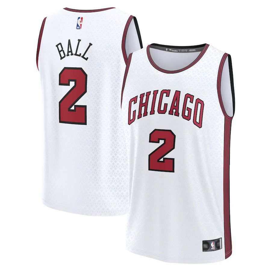 Men Chicago Bulls #2 Lonzo Ball Fanatics Branded White City Edition 2022-23 Fastbreak NBA Jersey